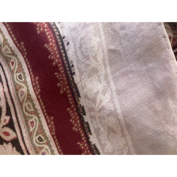 ETRO Silk Wool Paisley Scarf Multicolor Damage Tan Brown Green - Picture 5 of 7